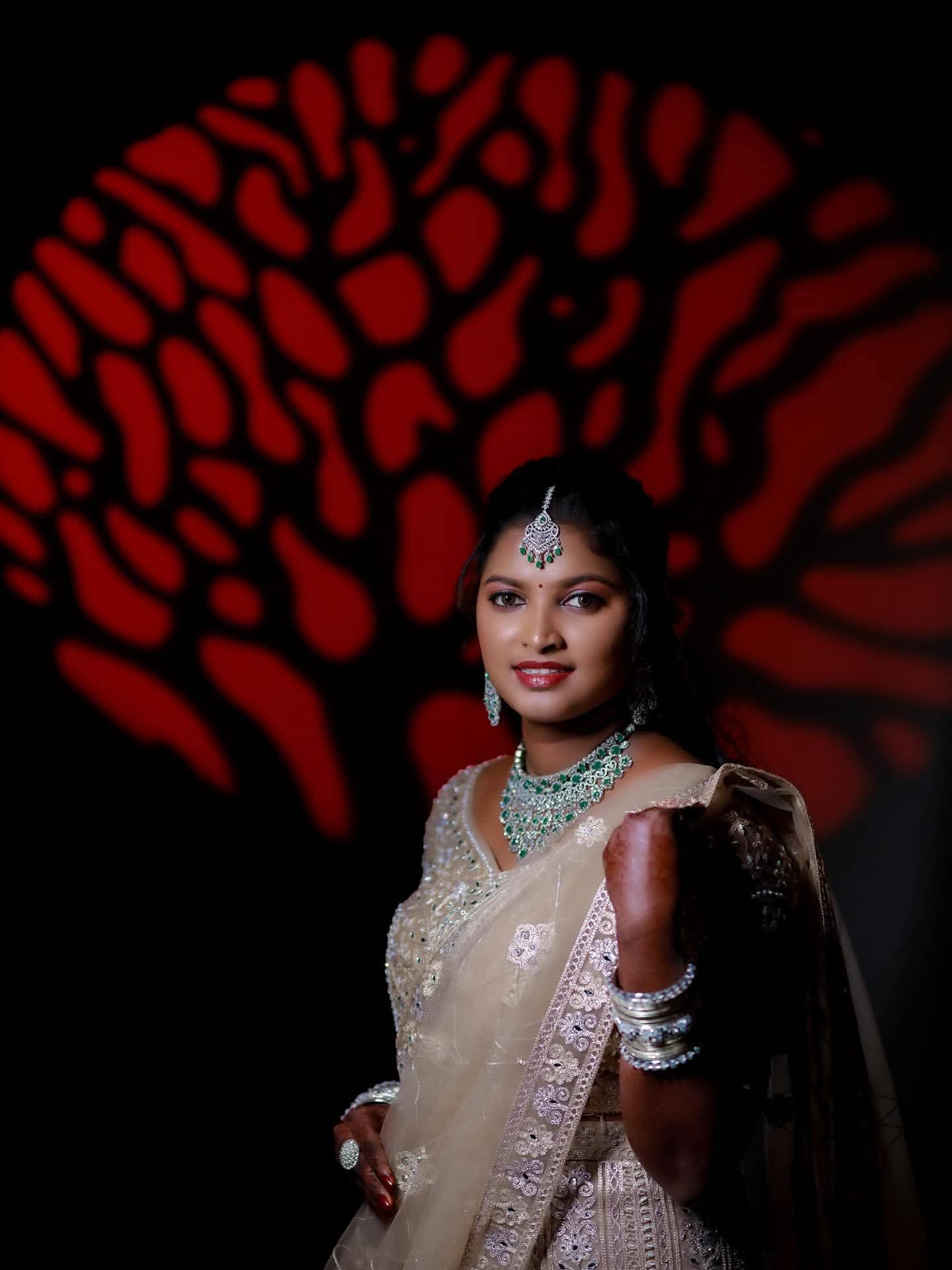Bridal portrait in blue lehenga